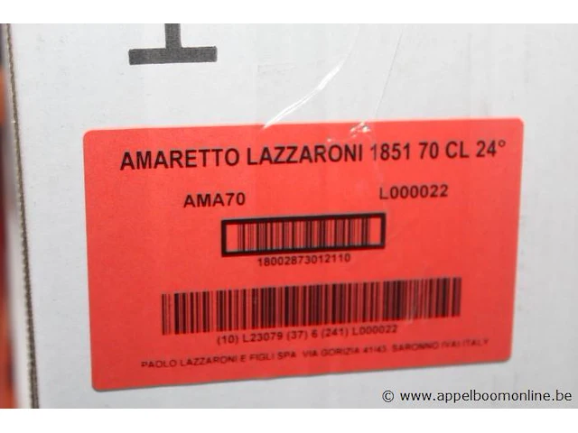 12 flessen à 70cl amaretto lazzaroni 24% - afbeelding 2 van  3