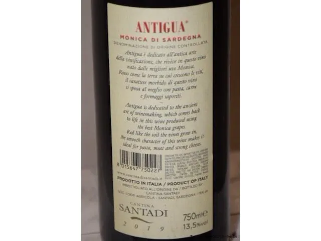 12 flessen à 75cl rode wijn antigua, monica di sardegna, santadi, 2019, 13,5% - afbeelding 2 van  2