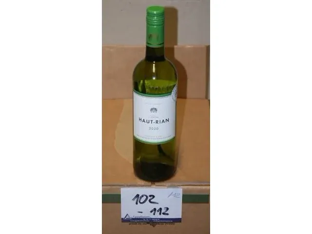 12 flessen à 75cl witte wijn chateau haut-rian, bordeaux, 2020, 12,5% - afbeelding 1 van  2