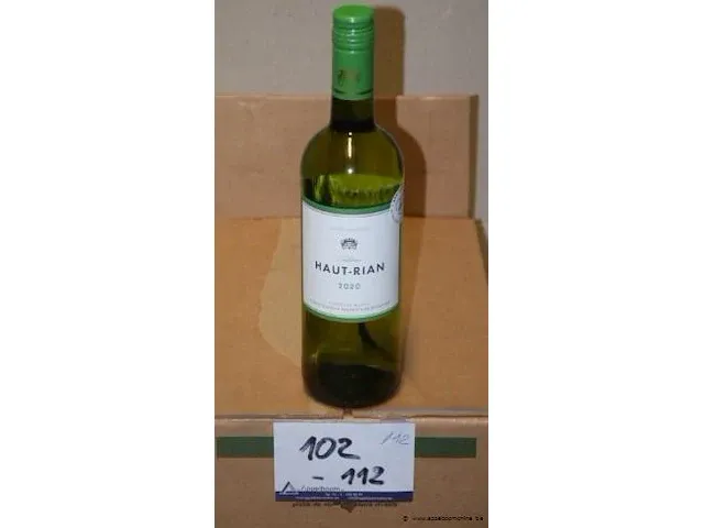 12 flessen à 75cl witte wijn chateau haut-rian, bordeaux, 2020, 12,5% - afbeelding 1 van  2