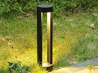 12 x 7w led zand zwart tuinlamp cilinder 60cm warm wit - afbeelding 2 van  8