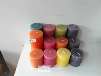 12 x cylinderkaars dia 7 cm mix kleuren en hoogte 7,5-15cm - afbeelding 1 van  2