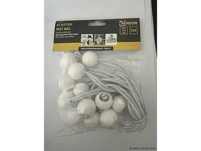 12 x elastiek met bal wit - afbeelding 1 van  2