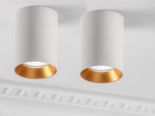 12 x gt tube plafond spot wit/goud - afbeelding 8 van  8