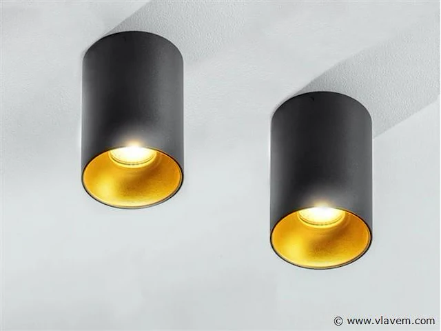 12 x gt tube plafond spot zwart/goud - afbeelding 1 van  8