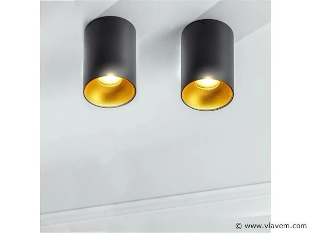 12 x gt tube plafond spot zwart/goud - afbeelding 8 van  8