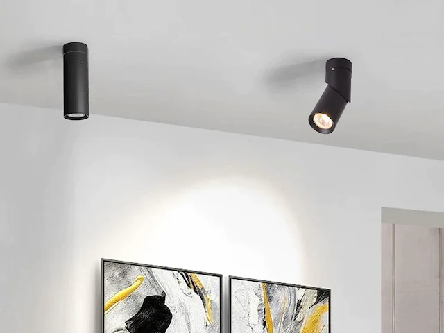 12 x gu10 opbouwspot armatuur cilinder zand zwart draaibaar - afbeelding 1 van  6
