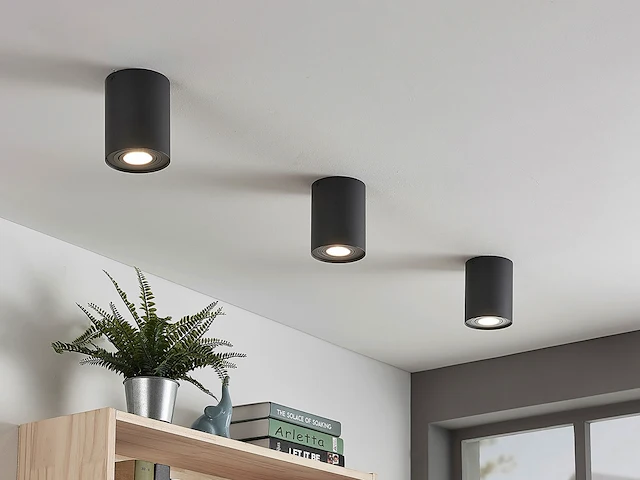 12 x gu10 opbouwspot armatuur zwart kantelbaar 12,5cm - afbeelding 3 van  7