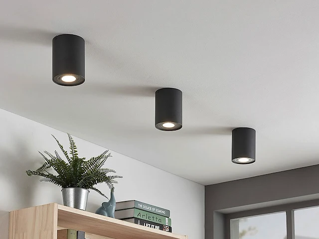 12 x gu10 opbouwspot armatuur zwart kantelbaar 12,5cm - afbeelding 1 van  7