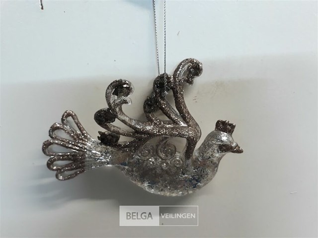 12 x hangdeco vogel zilverglitter 11 cm - afbeelding 3 van  3