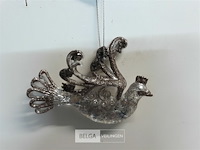 12 x hangdeco vogel zilverglitter 11 cm - afbeelding 3 van  3