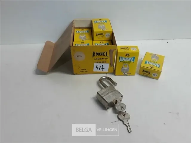 12 x hangslot met 2 sleutels blok 40 mm - afbeelding 1 van  3