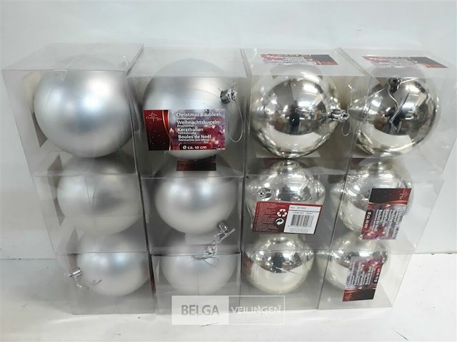 12 x kerstbal pvc zilver 10 cm - afbeelding 2 van  3