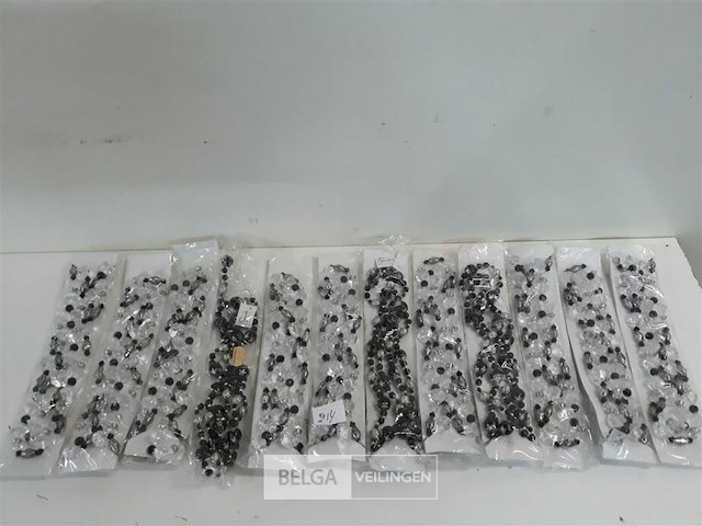 12 x kralen op snoer mix transparant – zwart - afbeelding 1 van  3