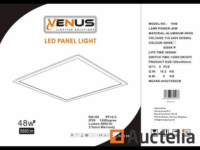 12 x led paneel 48w - 60cm x 60cm - 4000k neutraal wit - afbeelding 4 van  5