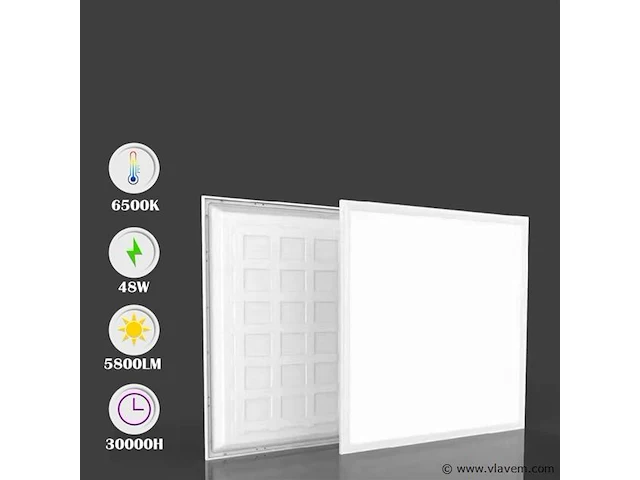 12 x led-paneel 48w – 60x60cm – 6500k koud wit – super eco – 5800 lm - afbeelding 5 van  5