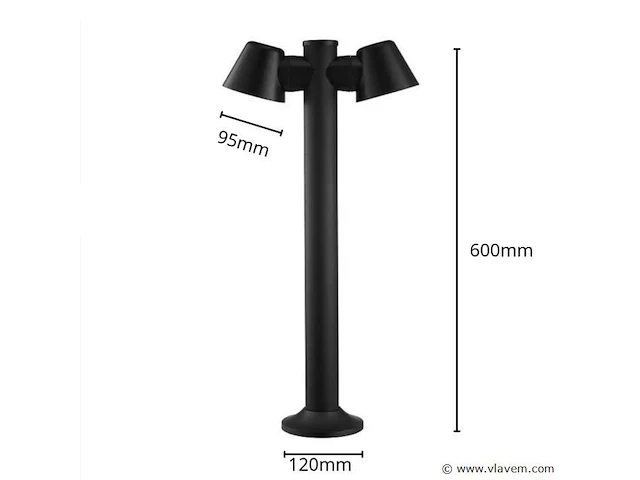 12 x led tuinlamp – 2 x gu10 draaitafels – 60 cm – ip54 waterdicht – zwart (sla-34) - afbeelding 5 van  5