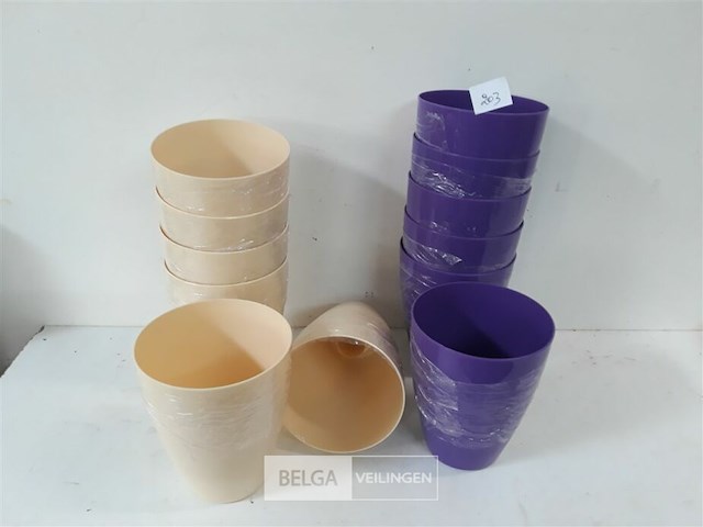 12 x plantenpot pvc 16 cm 2 assorti - afbeelding 1 van  3