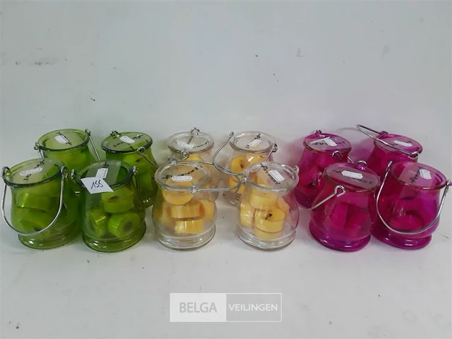 12 x t-lichtjes 5 stuks in glazen potje mix kleuren - afbeelding 2 van  3