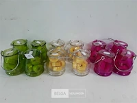 12 x t-lichtjes 5 stuks in glazen potje mix kleuren - afbeelding 2 van  3