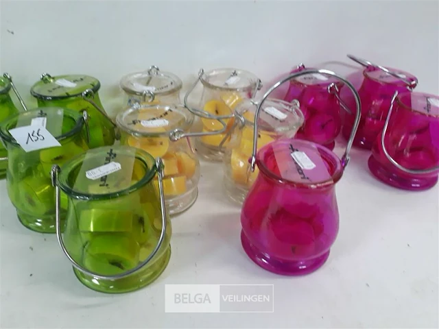 12 x t-lichtjes 5 stuks in glazen potje mix kleuren - afbeelding 3 van  3