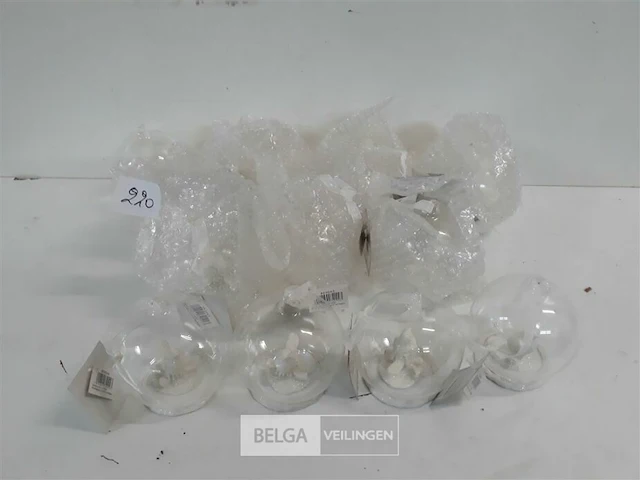 12 x vogel in transparante kerstbal 8 cm - afbeelding 1 van  3