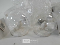 12 x vogel in transparante kerstbal 8 cm - afbeelding 3 van  3