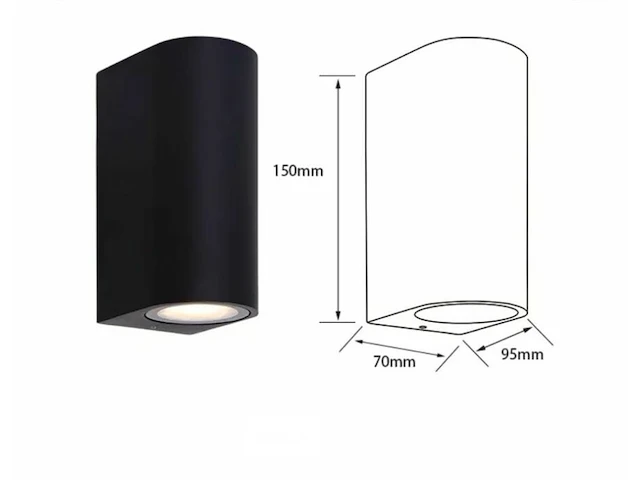 12 x wandlamp half rond gu10 duo fitting waterdicht - afbeelding 4 van  6