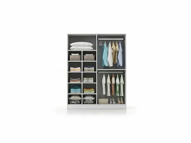 120 cm brede slaapkamerkast gemaakt van melamine met witte afwerking vorm - afbeelding 3 van  5