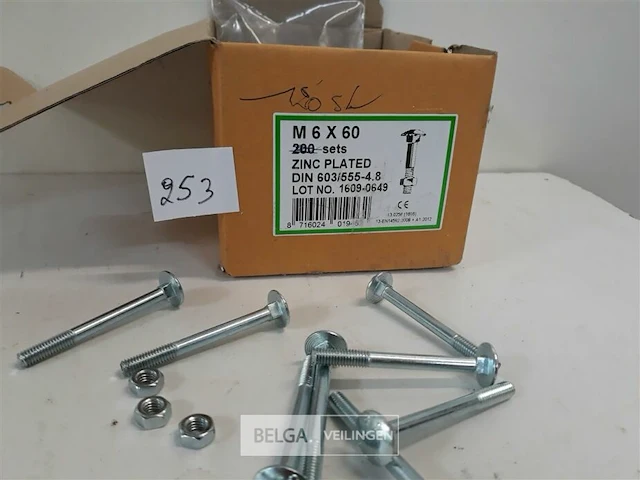 120 x houtbout met moer verzinkt m6x60 - afbeelding 3 van  3