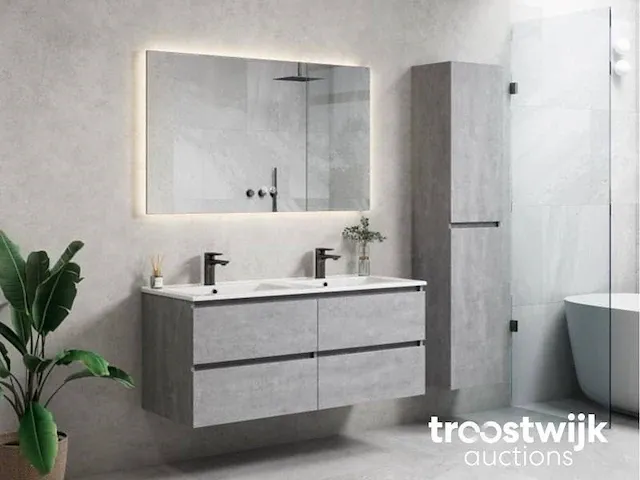 120cm badkamermeubelset - kleur: beton grijs - afbeelding 1 van  2