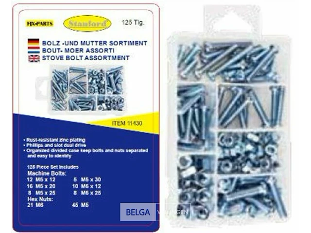 125delige set boutjes en moeren - afbeelding 1 van  3
