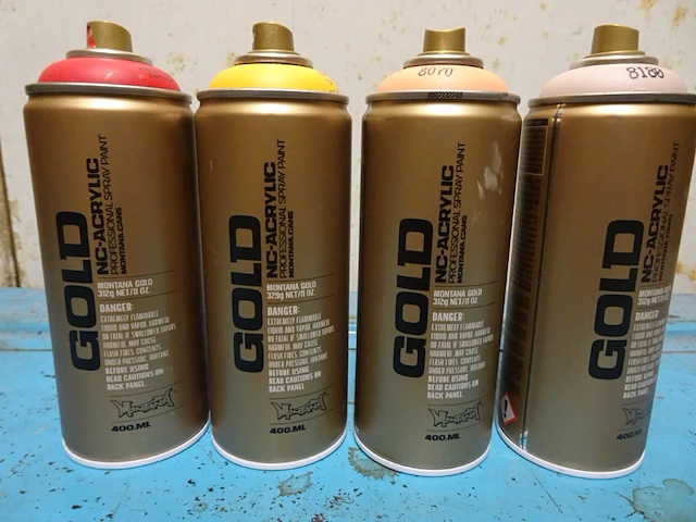 125x 400 ml spuitbus gold nc.acrylic professional spray paint - afbeelding 7 van  7