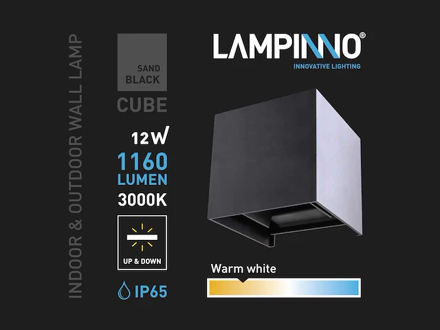 12w led wandlamp kubus duo licht verstelbaar waterdicht (20x) - afbeelding 5 van  9