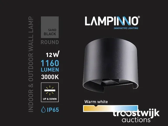 12w led zand zwart wandlamp rond duo licht verstelbaar waterdicht - afbeelding 2 van  6