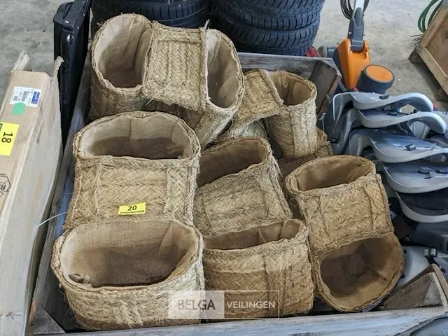 12x dubbele fietstas riet/jute, gebruikt - afbeelding 1 van  2