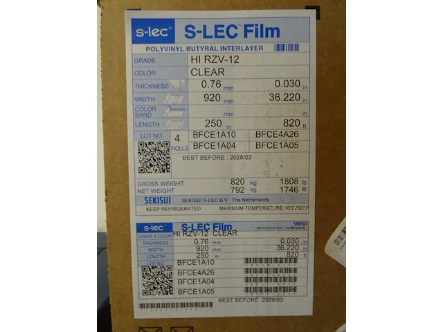 12x rol s-lec film polyvinyl butyral interlayer - afbeelding 2 van  2