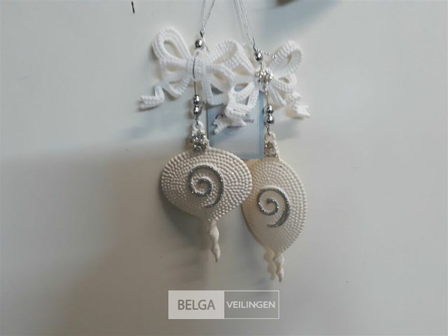 13 x hangdeco wit/zilver 2 assorti - afbeelding 3 van  3