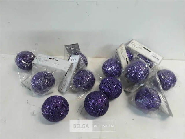 13 x kerstbal pvc paars glitter 6,5 cm - afbeelding 1 van  3