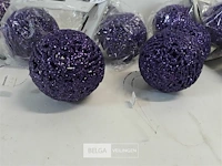 13 x kerstbal pvc paars glitter 6,5 cm - afbeelding 3 van  3