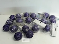 13 x kerstbal pvc paars glitter 6,5 cm - afbeelding 1 van  3