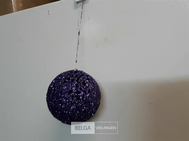 13 x kerstbal pvc paars glitter 6,5 cm - afbeelding 3 van  3