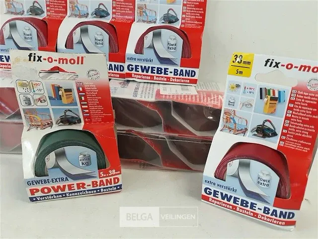 13 x power tape extra sterk met geweven band 38mm x 5m mix rood/groen/bruin - afbeelding 3 van  3