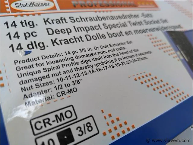14 delige krachtdoppen dolle bout verwijderaar - afbeelding 5 van  5