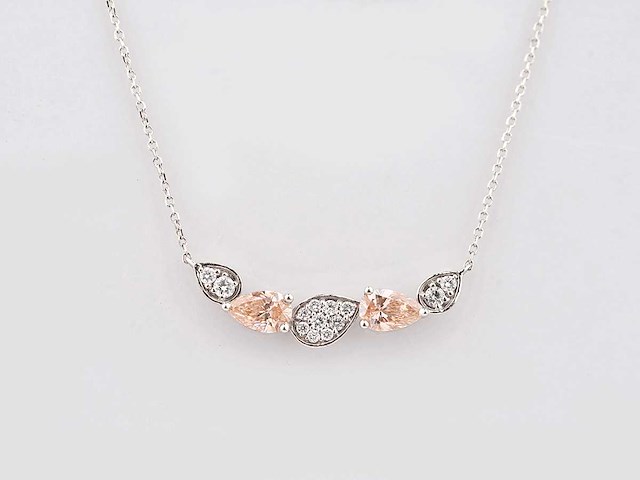 14 karaat witgouden ketting met 1,33 ctshanger met in het laboratorium gekweekte diamant - afbeelding 1 van  7