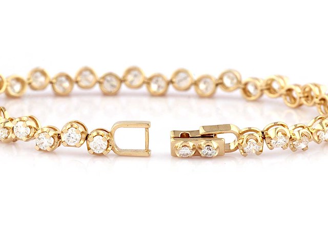 14 kt geelgouden armband met 4,09 cts laboratoriumgekweekte diamanten - afbeelding 3 van  9