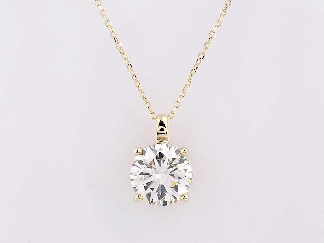 14 kt geelgouden hanger met 2 kt lab gekweekte diamant - afbeelding 1 van  8