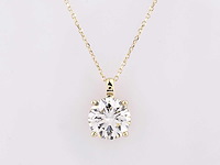 14 kt geelgouden hanger met 2 kt lab gekweekte diamant - afbeelding 1 van  8