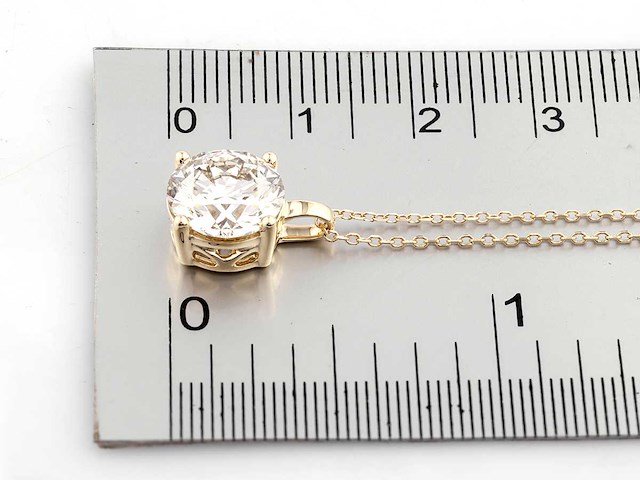 14 kt geelgouden hanger met 2 kt lab gekweekte diamant - afbeelding 6 van  8