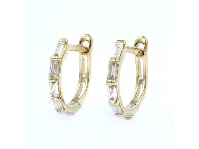 14 kt geelgouden oorbel met natuurlijke diamant - afbeelding 1 van  6